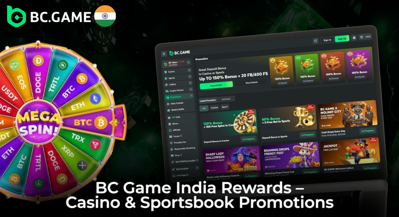Bonuses and special offers available on BC Game for players from India